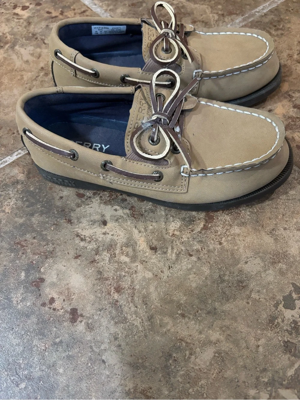 Sperry Kids Tan and Brown Moccasin Boat Shoes
